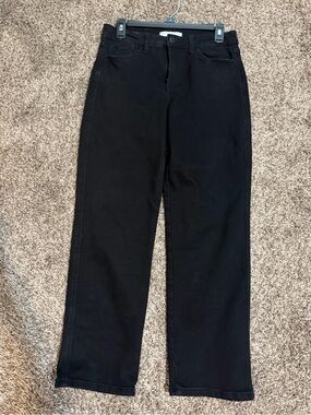 High-Rise Black Straight Jeans